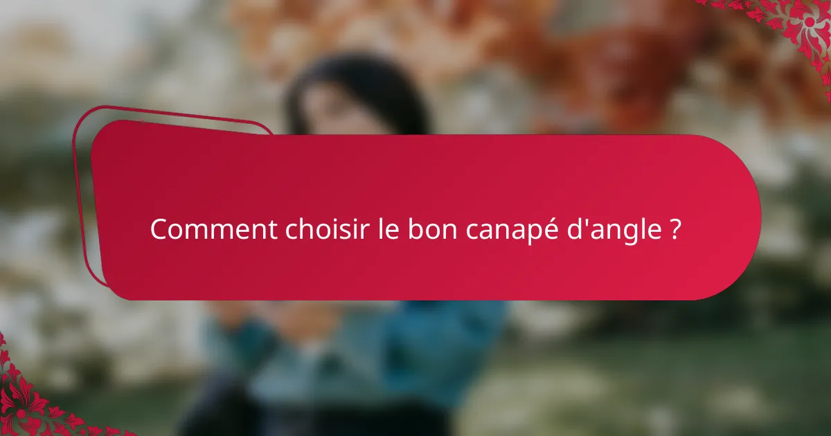 Comment choisir le bon canapé d'angle ?
