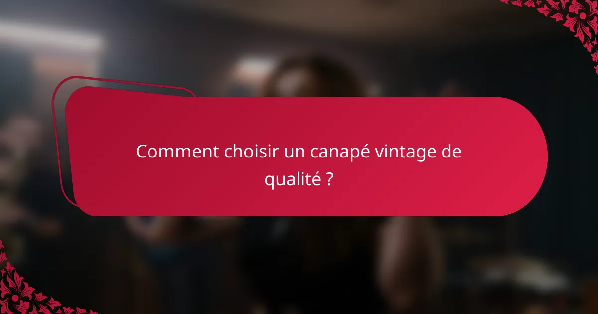 Comment choisir un canapé vintage de qualité ?