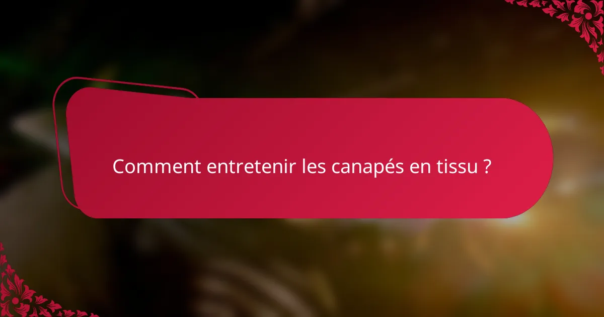 Comment entretenir les canapés en tissu ?