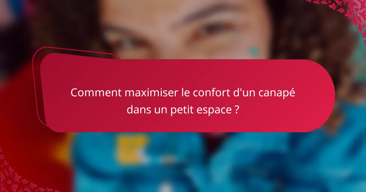 Comment maximiser le confort d'un canapé dans un petit espace ?