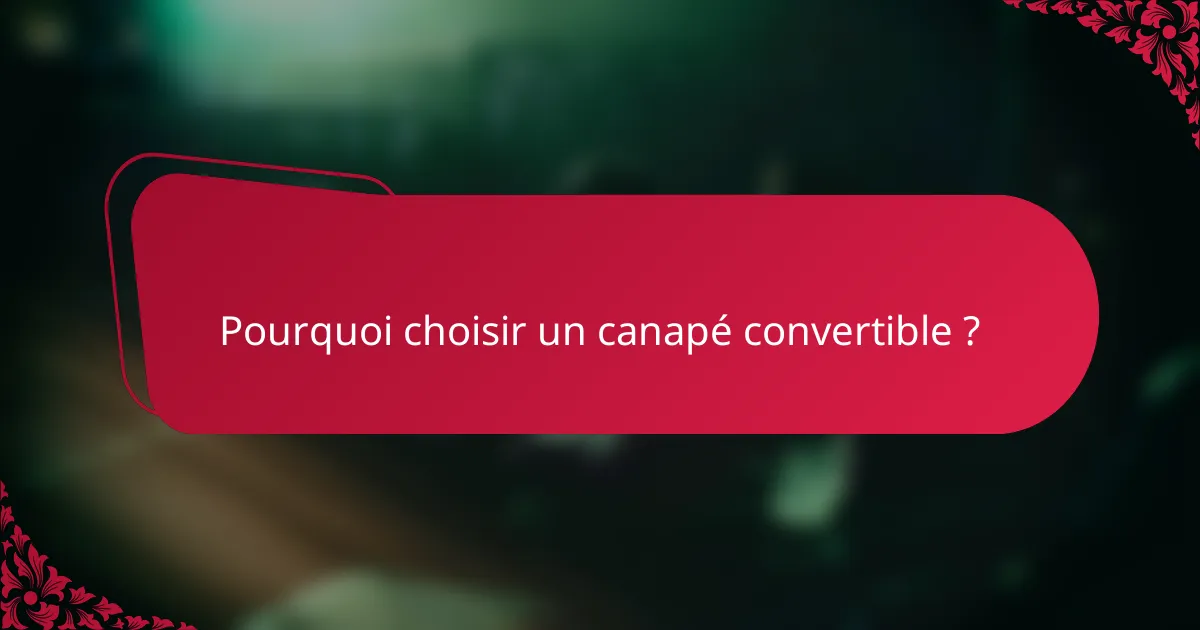 Pourquoi choisir un canapé convertible ?