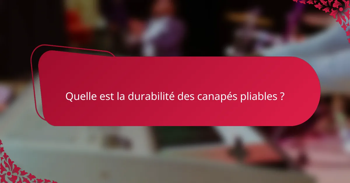 Quelle est la durabilité des canapés pliables ?