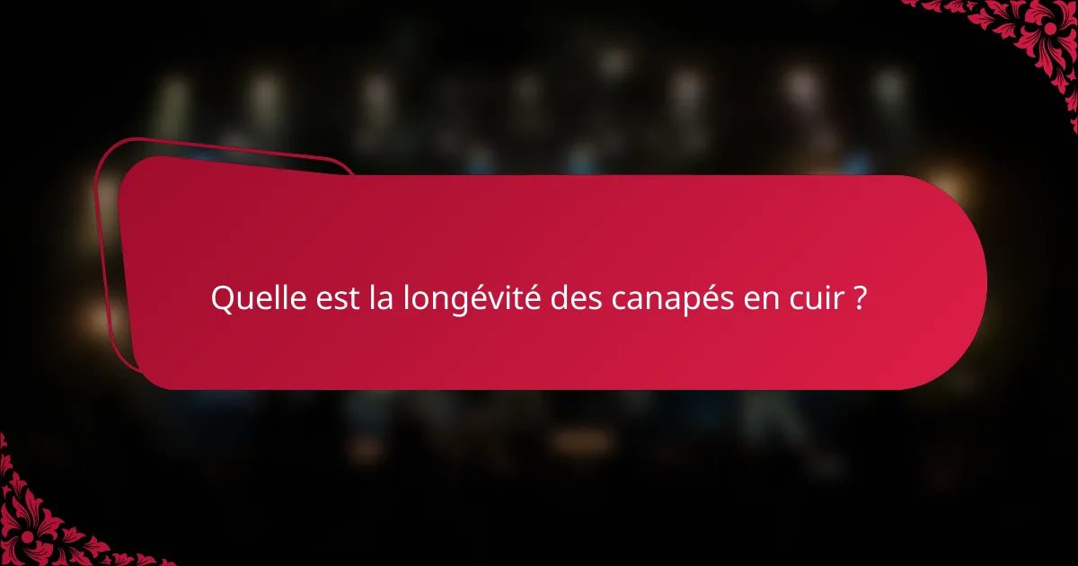 Quelle est la longévité des canapés en cuir ?