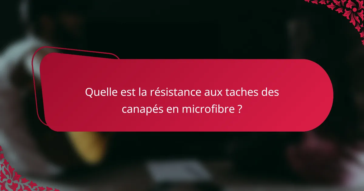 Quelle est la résistance aux taches des canapés en microfibre ?