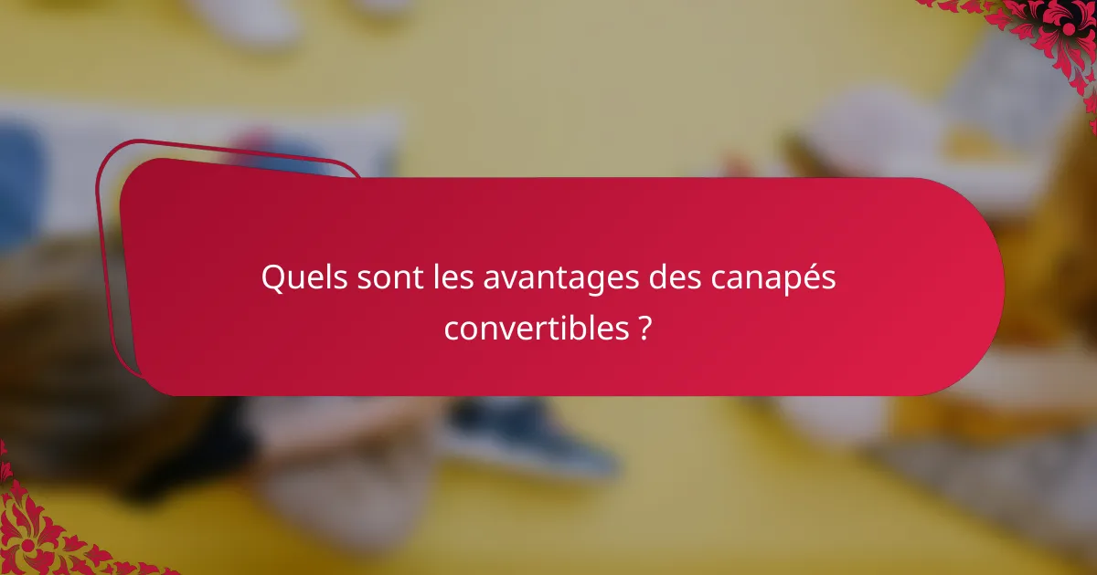 Quels sont les avantages des canapés convertibles ?