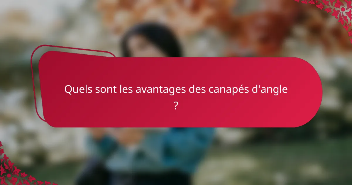 Quels sont les avantages des canapés d'angle ?