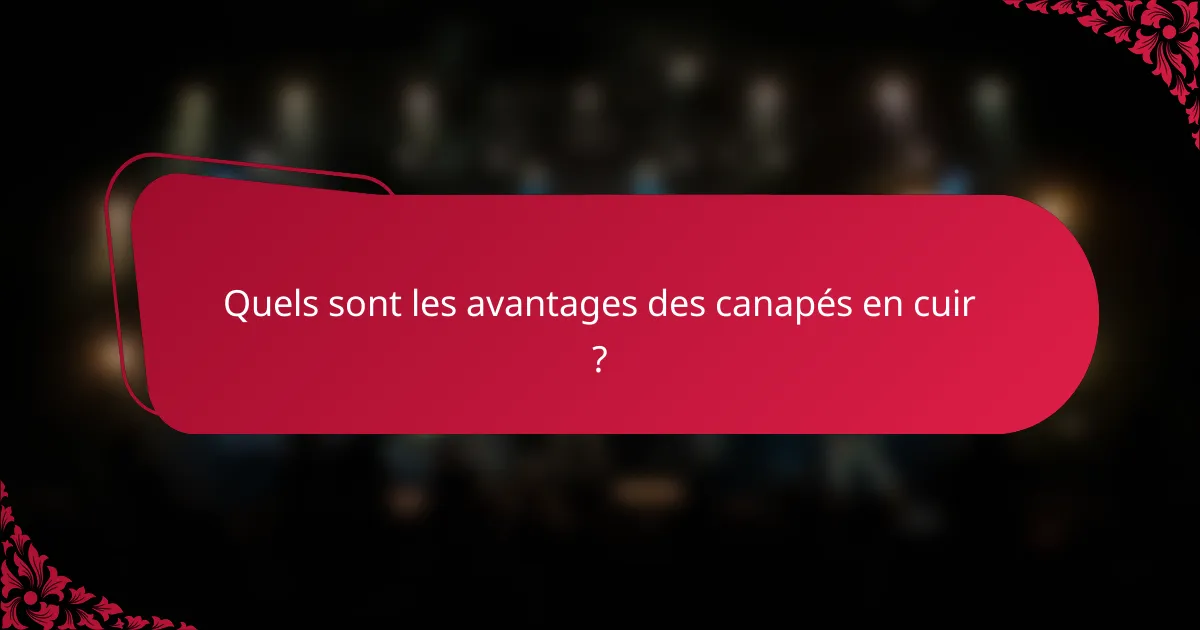 Quels sont les avantages des canapés en cuir ?