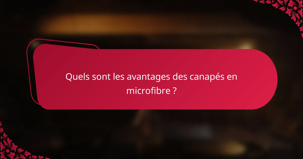 Quels sont les avantages des canapés en microfibre ?