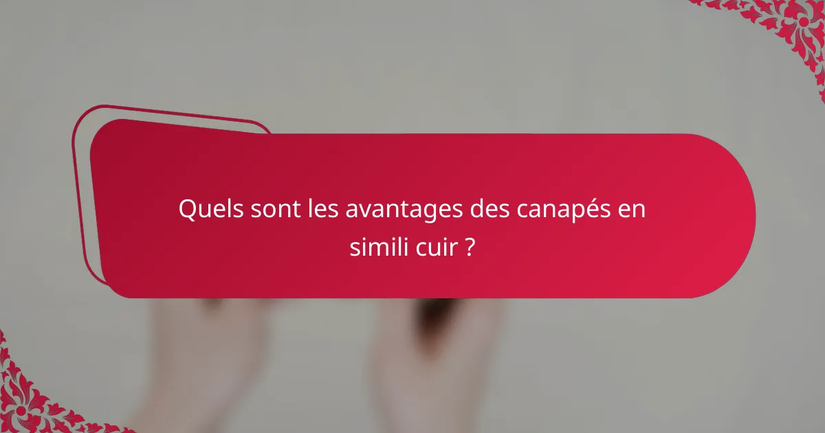 Quels sont les avantages des canapés en simili cuir ?