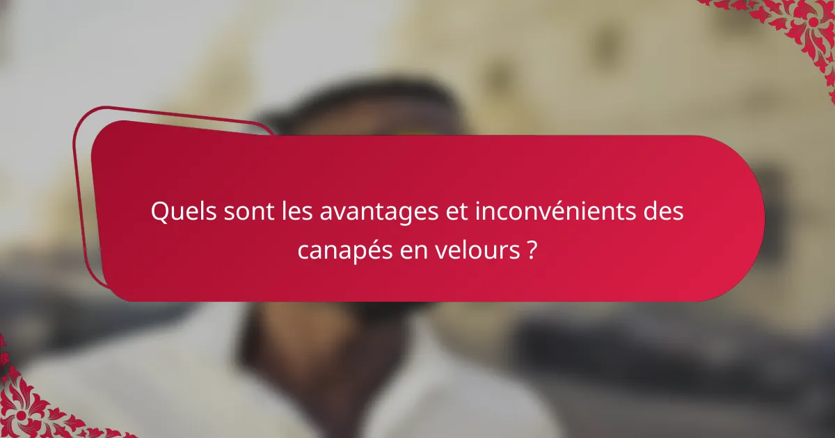 Quels sont les avantages et inconvénients des canapés en velours ?