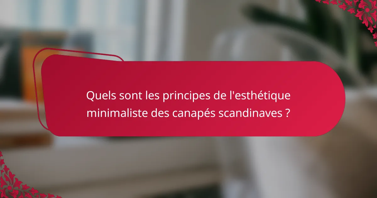 Quels sont les principes de l'esthétique minimaliste des canapés scandinaves ?