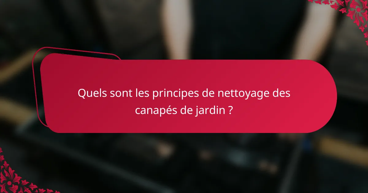 Quels sont les principes de nettoyage des canapés de jardin ?
