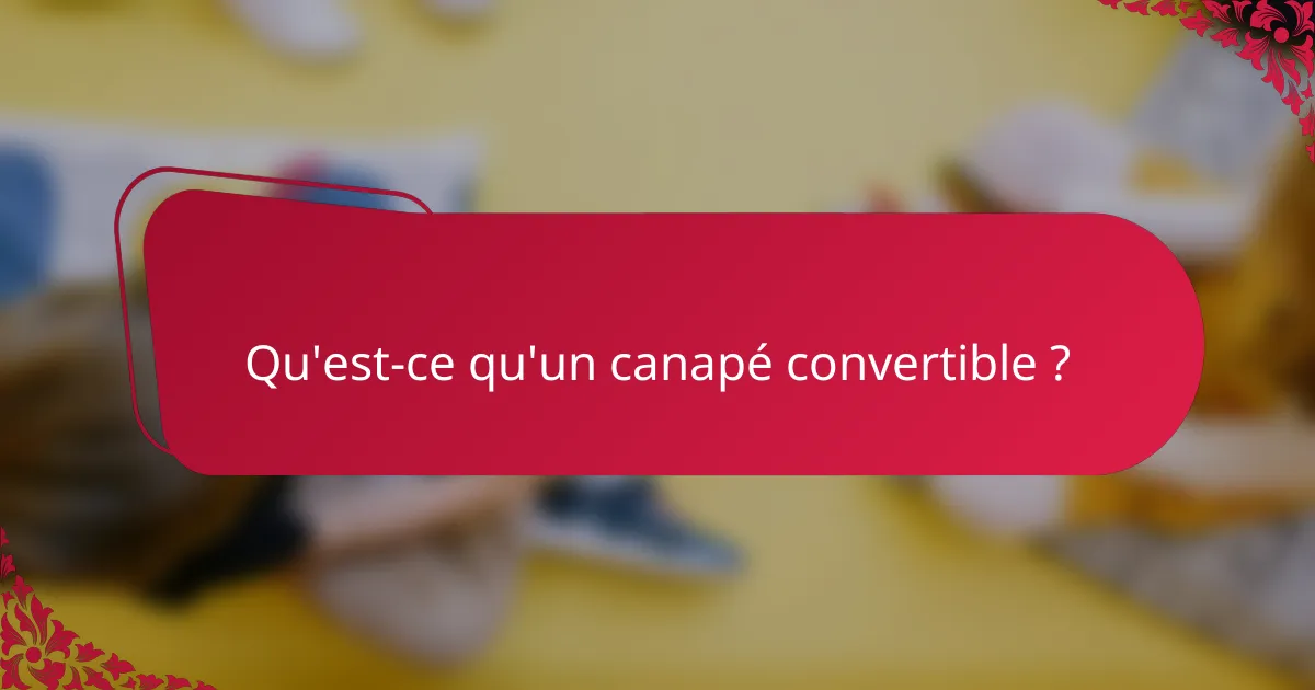 Qu'est-ce qu'un canapé convertible ?